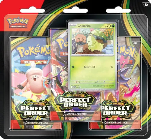 Mega Evolution – Perfect Order 3 Pack Blister (Chikorita)